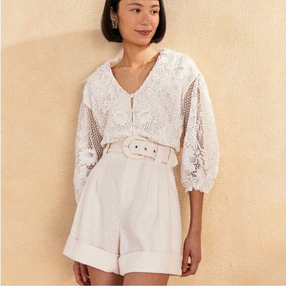 Farm Rio Off-White Tailored Shorts - Picture 1 of 7